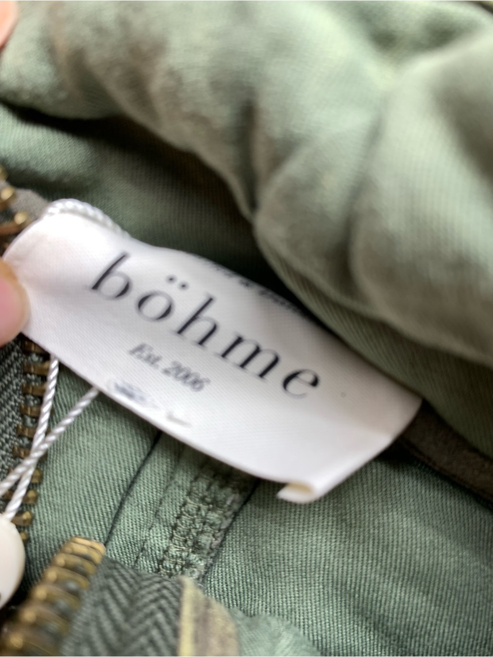 Bohme Acid Wash Quilted Bomber Jacket Women’s XS Olive Green - Picture 4 of 6